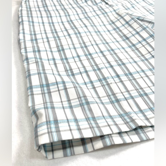 ADIDAS Men’s Flat Front Shorts Blue Gray Plaid Casual Size 35‎ Athleisure Golf - Picture 3 of 14